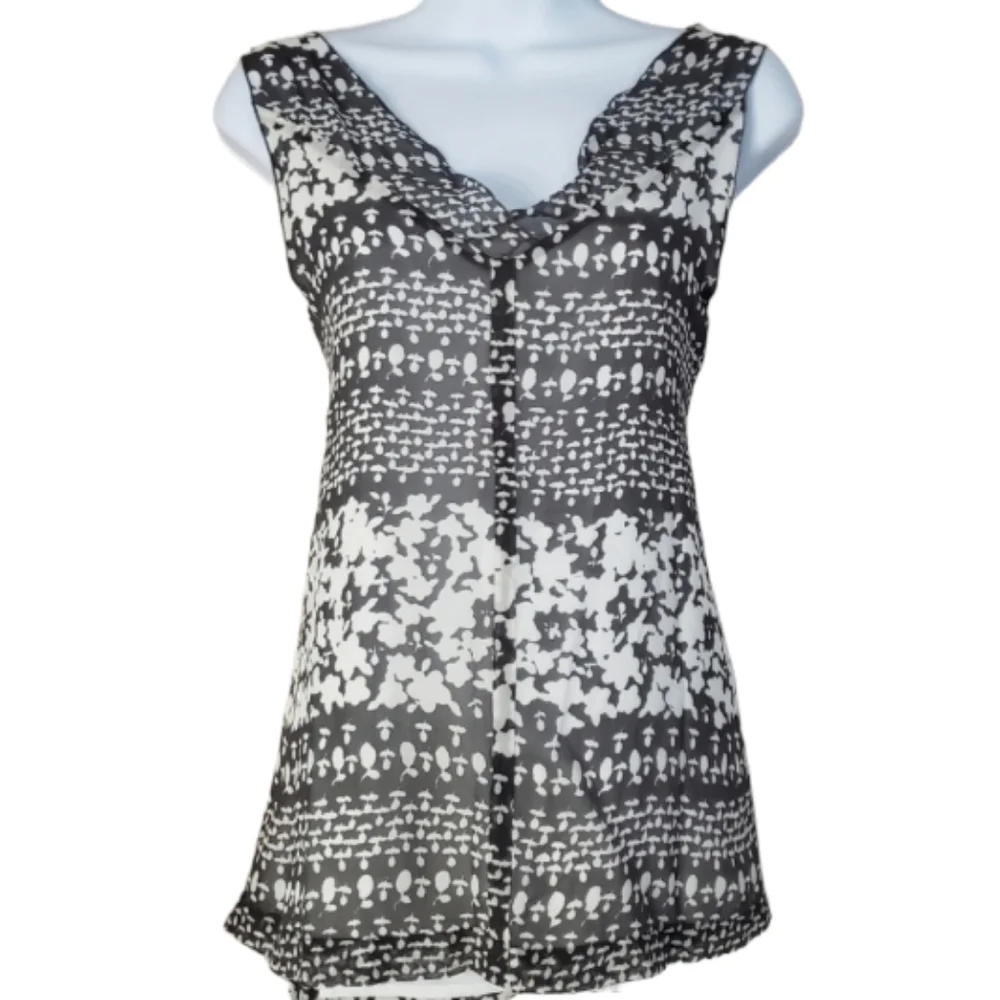 NWOT Madewell gray mixed print striped blouse top Womens Medium